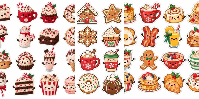 Cute Christmas Treat Character Stickers