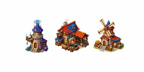 Handpainted Isometric Fantasy Buildings generated by chatgpt-image