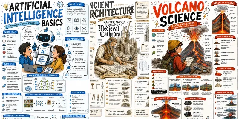 Educational Sketchnote Posters generated by undefined