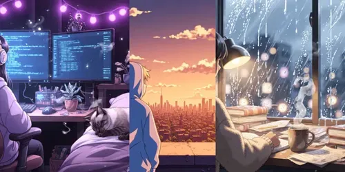 Cozy Retro Lofi Anime Looping Backgrounds generated by veo