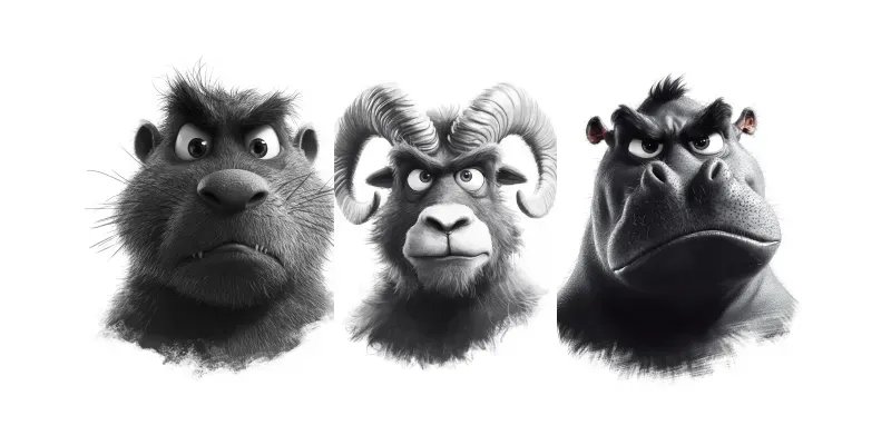 Grumpy Animal Character Illustrations generated by undefined