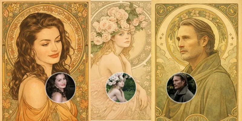 Custom Art Nouveau Mucha Style Portraits generated by undefined