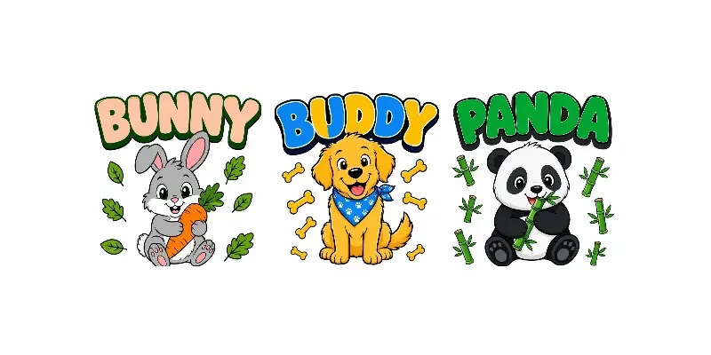Vector Cartoon Animals And Bubble Text generated by undefined