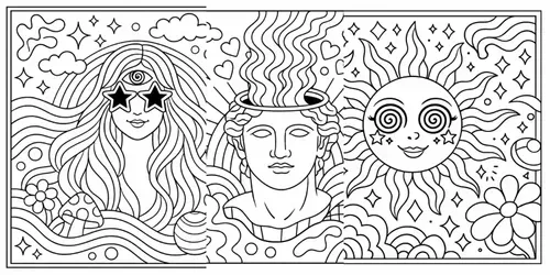 Trippy And Groovy Patterns Coloring Books generated by chatgpt-image