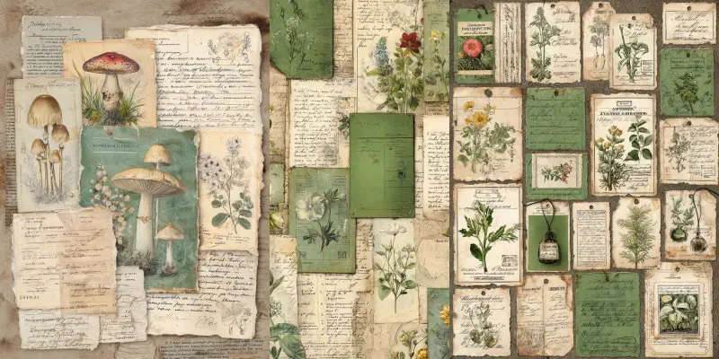 Vintage Botanical Ephemera Sheets generated by undefined