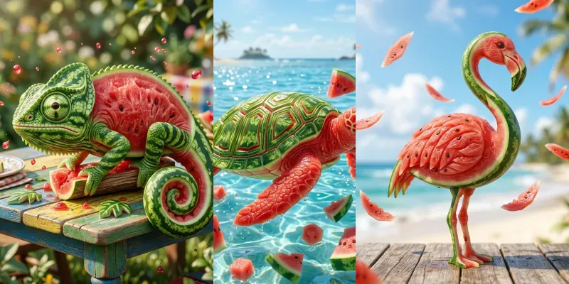 Fruit Art Watermelon Animal Figurines generated by undefined