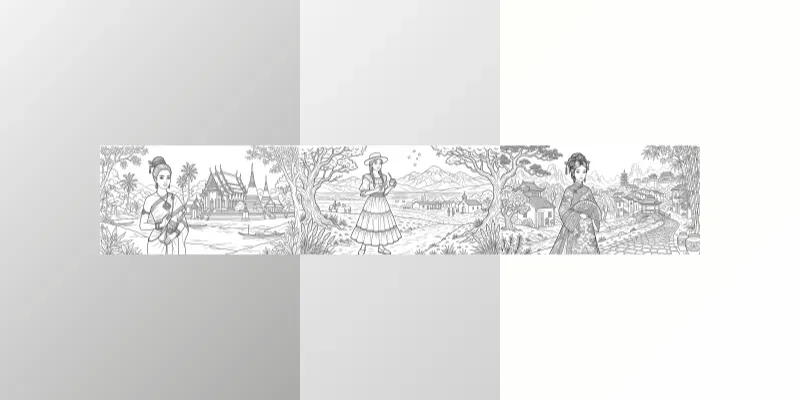 Traditional Dresses In Elegant Line Art