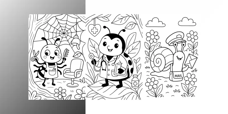 Tiny Workers Cute Jobs Coloring Fun generated by undefined