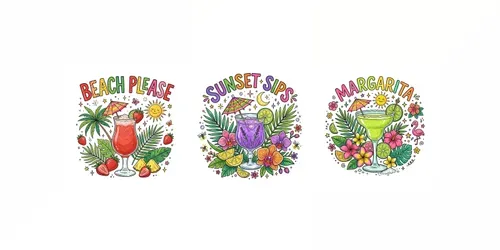Tropical Cocktail Typography Tshirts generated by gemini-image