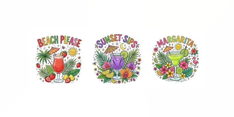 Tropical Cocktail Typography Tshirts generated by undefined