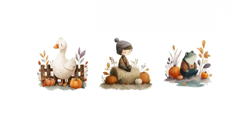 Cute Cartoon Autumn Animals generated by undefined