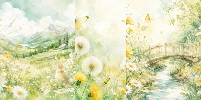 Botanical Breeze Watercolor Scenes generated by undefined