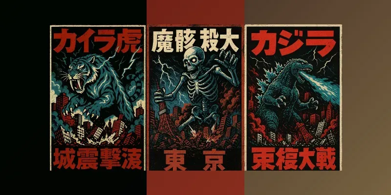 Retro Kaiju Rampage Posters generated by undefined