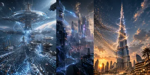 Energy Forge Cities From Particles generated by chatgpt-image