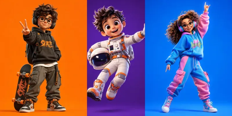 Vibrant 3D Cartoon Character Portraits generated by undefined