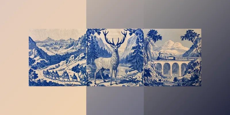 Vintage Blue Ink Engravings generated by undefined