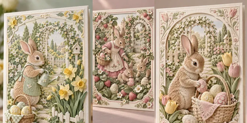 Embossed Easter Garden Cards