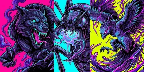 Neon Monster Pop Art Illustrations generated by gemini-image