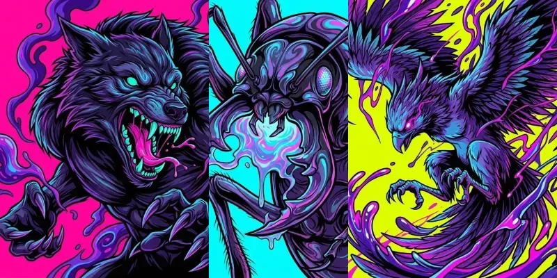Neon Monster Pop Art Illustrations generated by undefined