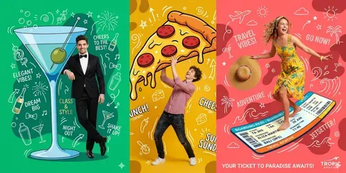 Playful Mixed Media Posters generated by gemini-image