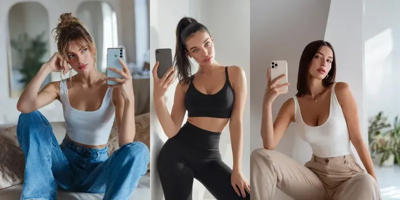 Influencer Mirror Selfie Photos generated by undefined