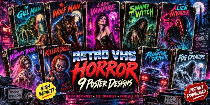 Retro Halloween VHS Movie Poster Art generated by undefined