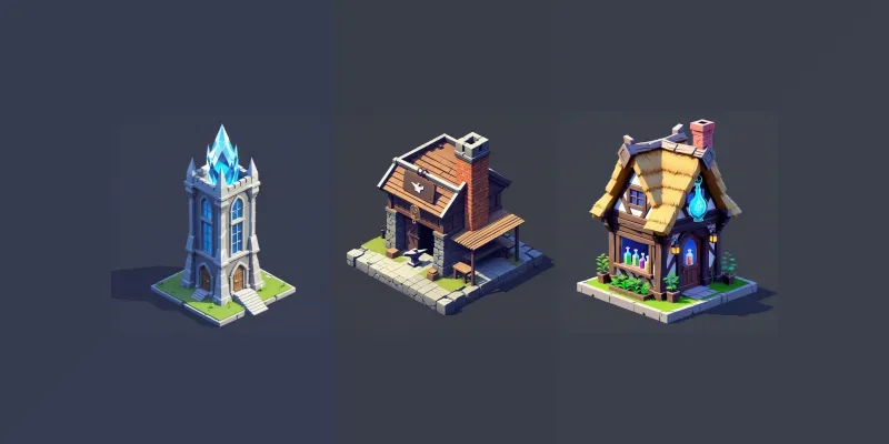Isometric 2D Fantasy RPG Buildings generated by undefined