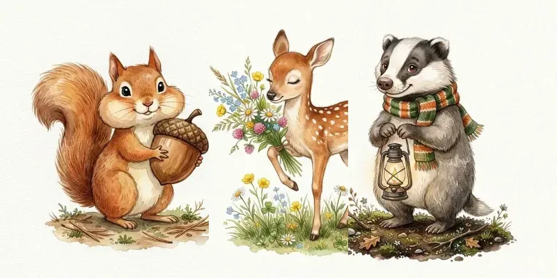 Cozy Watercolor Forest Animals generated by undefined