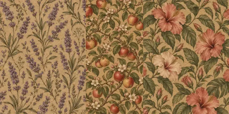 Botanical Kraft Paper Seamless Patterns