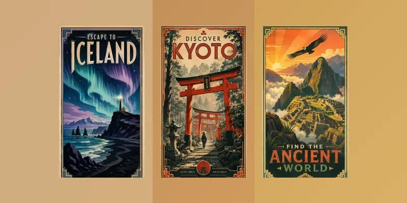 Cinematic Vintage Travel Posters generated by undefined