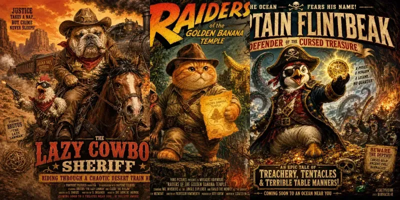 Feline Legends Adventure Posters generated by undefined