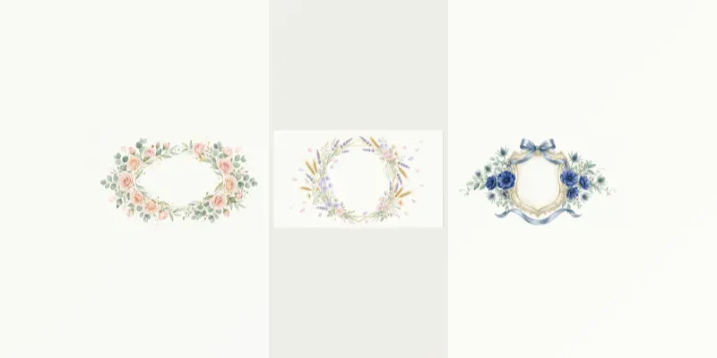 Watercolor Floral Wedding Crests generated by undefined