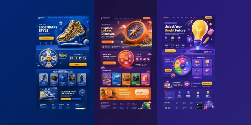Gamified Ecommerce 3D Landing Page UIs generated by undefined