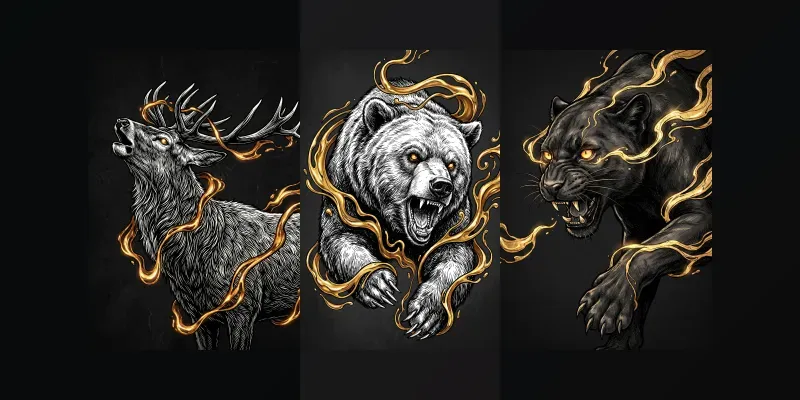 Gilded Monochrome Animal Noirs generated by undefined