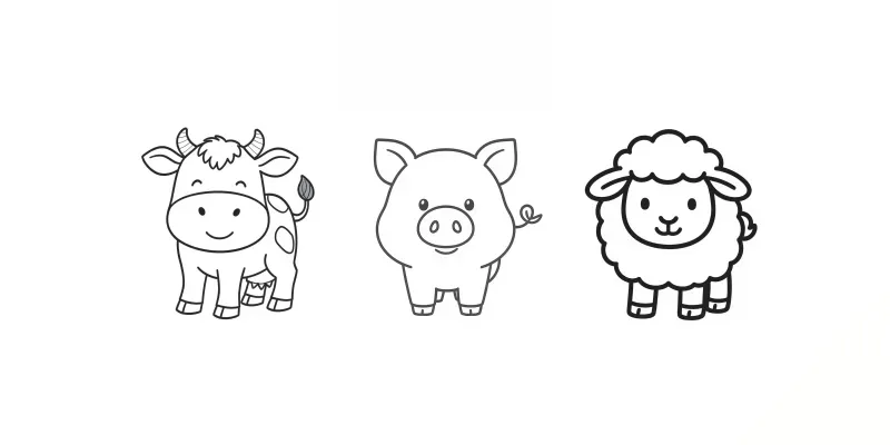 Farm Animals Coloring Pages For Toddlers generated by undefined