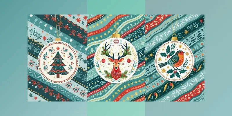 Folk Art Christmas Ornaments Clipart generated by undefined