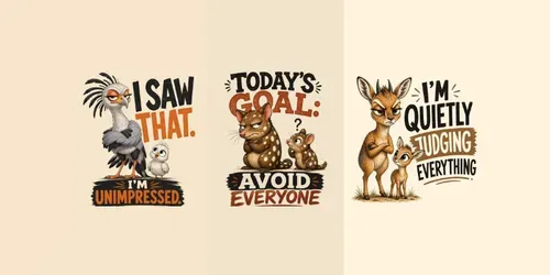 Funny Grumpy Animal Quote Tshirt Packs generated by chatgpt-image