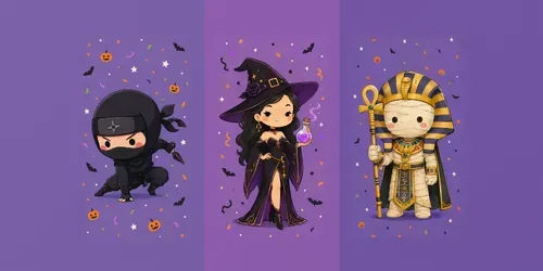 Clean Halloween Storybook Caricatures generated by chatgpt-image