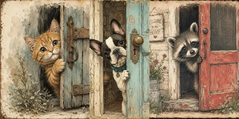 Vintage Peeking Puppy Art generated by undefined