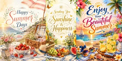 Watercolor Summer Greeting Cards generated by chatgpt-image