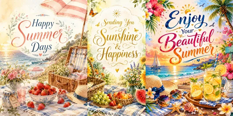 Watercolor Summer Greeting Cards generated by undefined