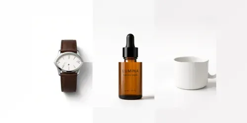 Minimalist White Studio Product Shots generated by grok-image