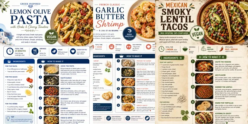 Professional Food Recipe Visual Guides generated by undefined