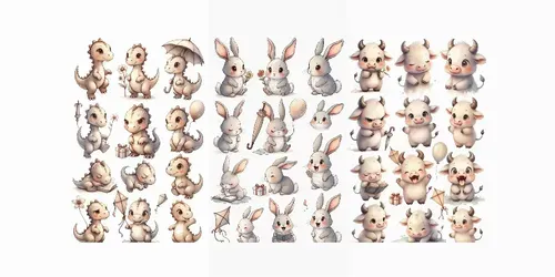 Dreamy Character Mood Sheets generated by grok-image