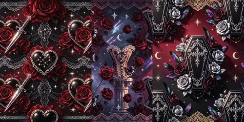 Vampire Romance Gothic Digital Papers generated by seedream