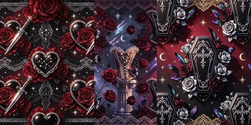 Vampire Romance Gothic Digital Paper generated by undefined