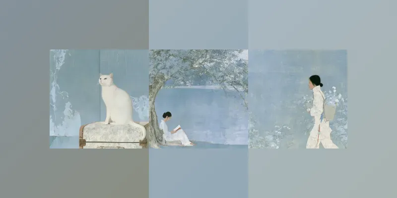 Soft Blue Poetic Illustrations generated by undefined