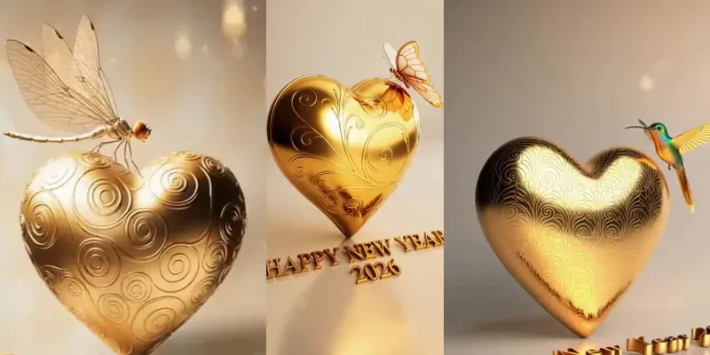 Golden Hearts New Year 2026 generated by undefined
