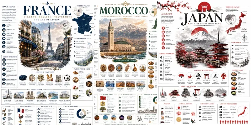 World Culture Atlas Infographics generated by undefined