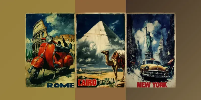 Vintage Painted City Travel Posters generated by undefined